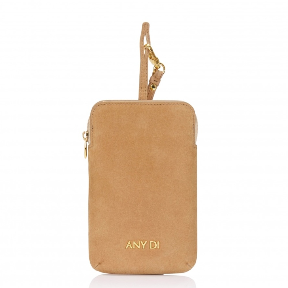 Suede tan Any Di wallet phone pouch purse carrier